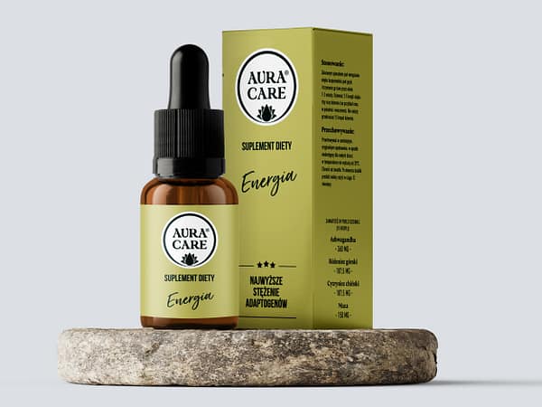 <b>Energia</b><br>  Ashwagandha, MACA (Żeń-szeń peruwiański), Różeniec górski, Cytryniec chiński<br><small>  Adaptogeny Aura Care | 14100 mg</small>
